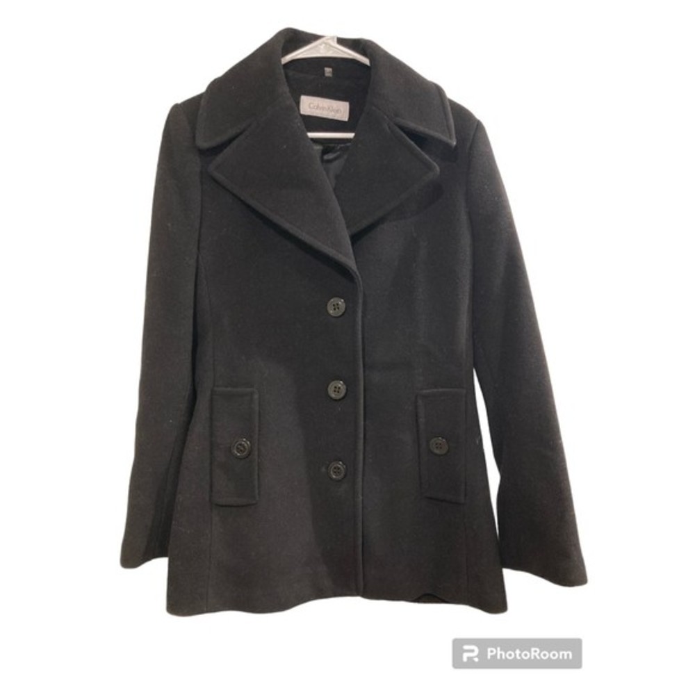 Calvin Klein Women's Wool Blend Black Peacoat - Size‎ 8